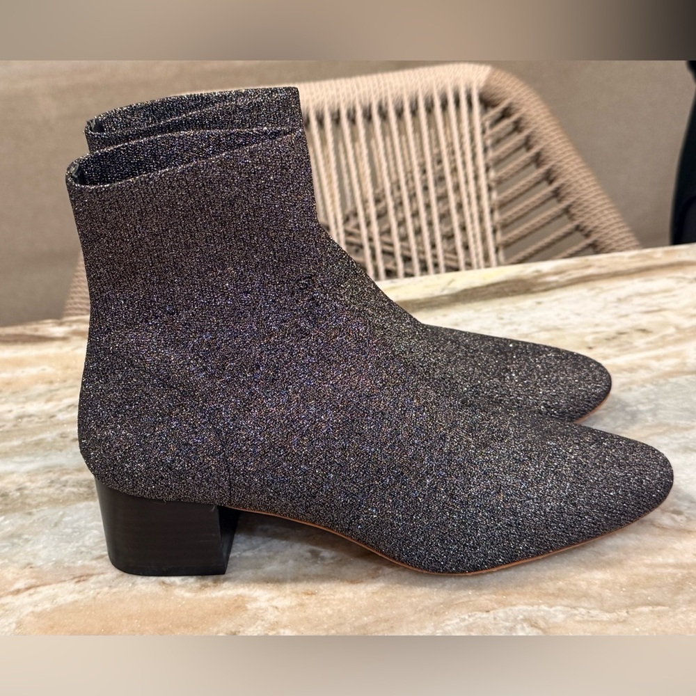 Women’s Loeffler Randall Carter Metallic Silver/Black Sock Booties- Size 8.5